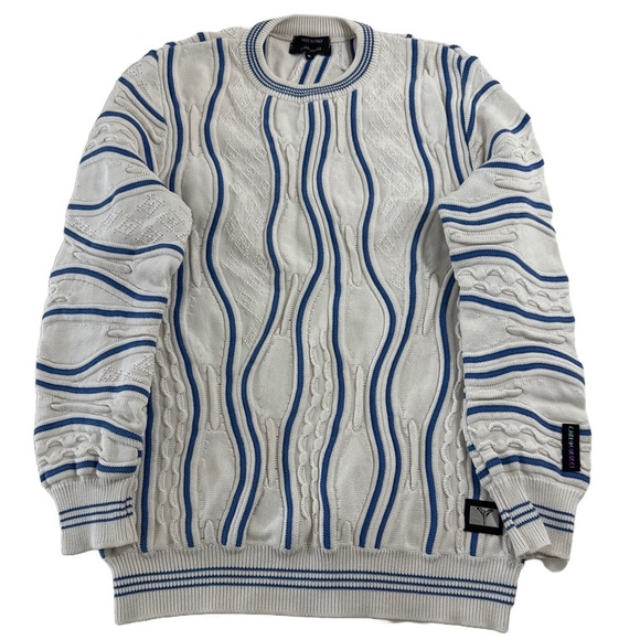 Carlo Colucci Sweater S Made in Italy Coogi Style 3D Knit Blue White - Picture 1 of 11